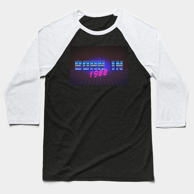 Born In 1988 ∆∆∆ VHS Retro Outrun Birthday Design Baseball T-Shirt by DankFutura